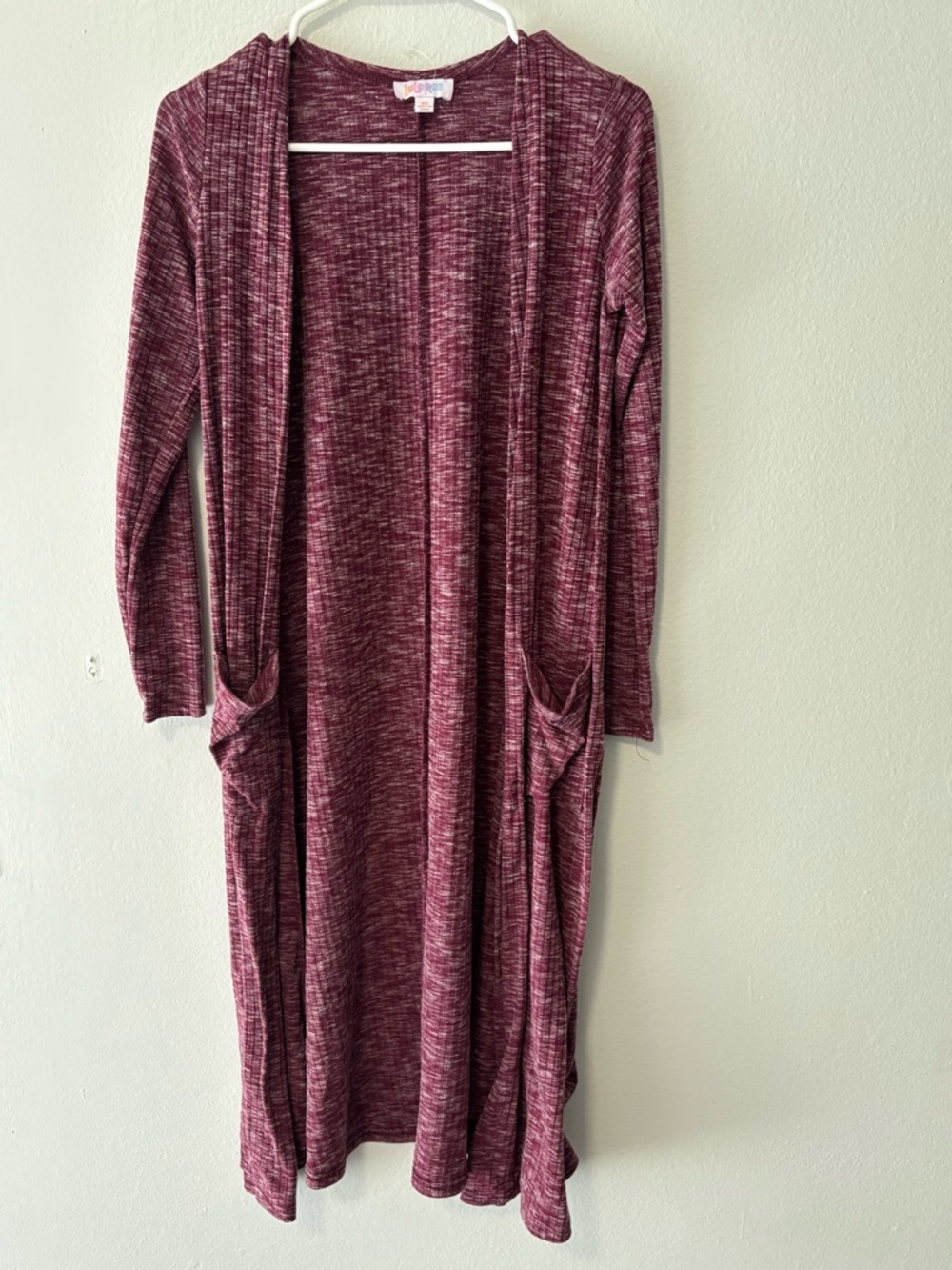 LuLaRoe Heathered Burgundy Open Cardigan